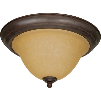 Nuvo Lighting 60/1026  Castillo - 2 Light - 16" - Flush Mount with Champagne Linen Washed Glass in Sonoma Bronze Finish